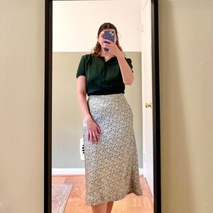 Ann Taylor - Harvest Floral Satin Slip Skirt - Size Medium